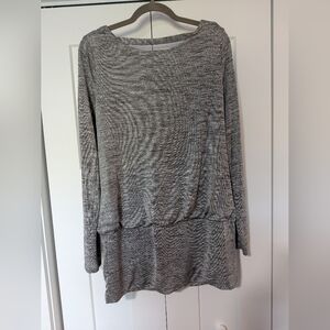 White House Black Market Silver Gray Drop Waist Tunic Loop Back Size L